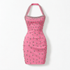 Pink Rhinestone Mini Dress