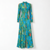 Teal Abstract Print Maxi Dress