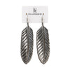 Silver Feather Statement Earrings